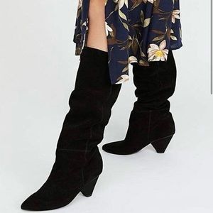 Jeffrey Campbell Senita black suede slouchy boot size 8 knee- high